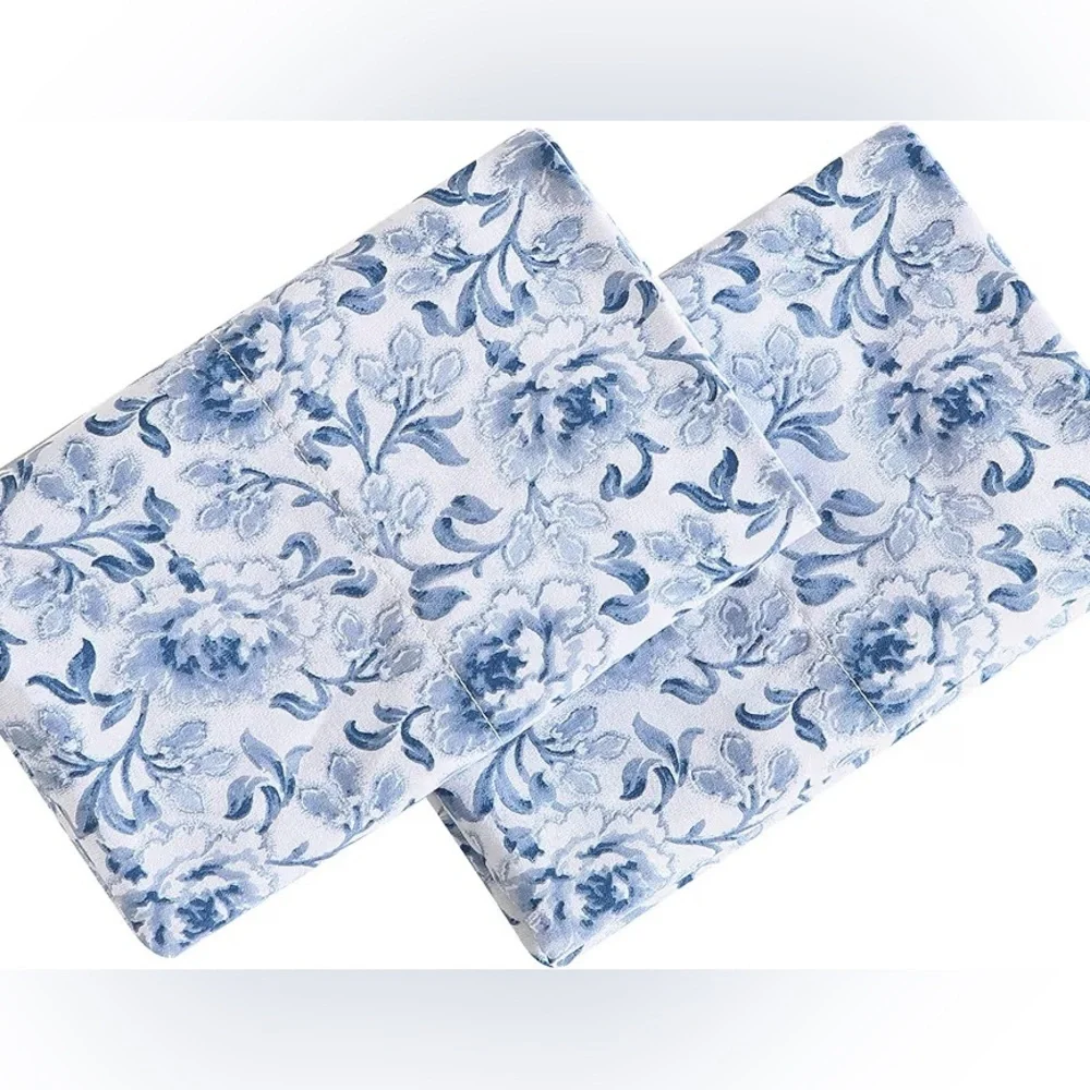 Laura Ashley Lorelei Blue Cotton Sateen Pillowcases Set 2 Standard Floral NIB